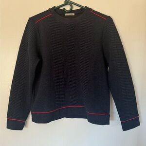 Coastal Navy Blue Zara ‎ Sweater with Red Accents Size M